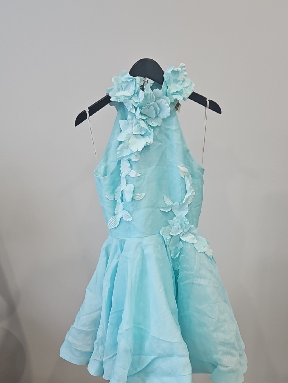 Zimmermann Baby Blue Floral Halter Dress